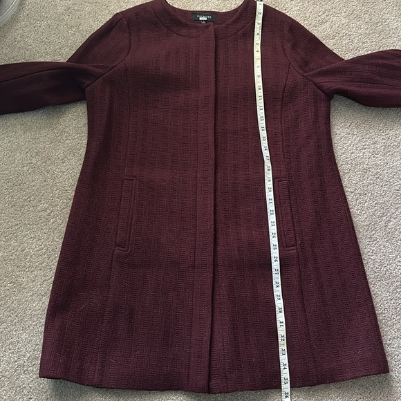 Talbots Long Duster Jacket Coat Crepe Textured Wool Blend Cranberry Size 16 - Picture 5 of 12
